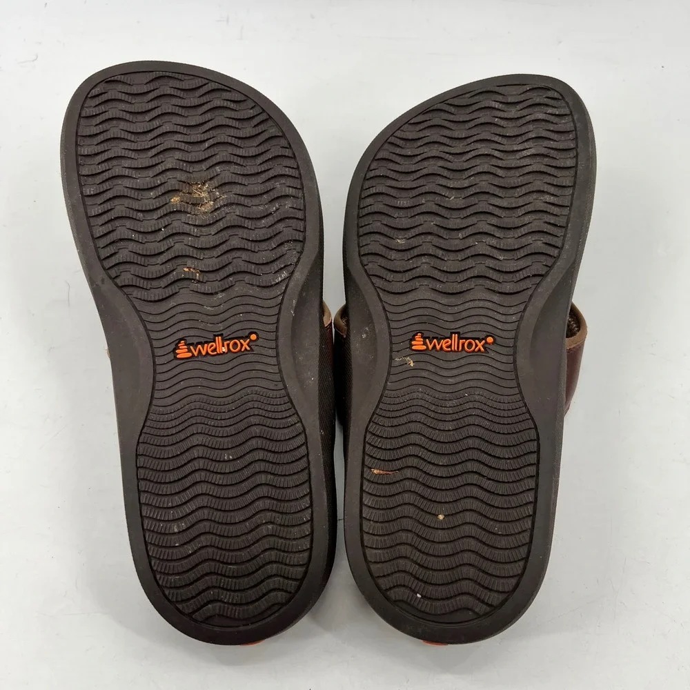 Wellrox Grasp Sandals Womens 8 Brown Yoga Wellness Leather Toe Separator Cloud